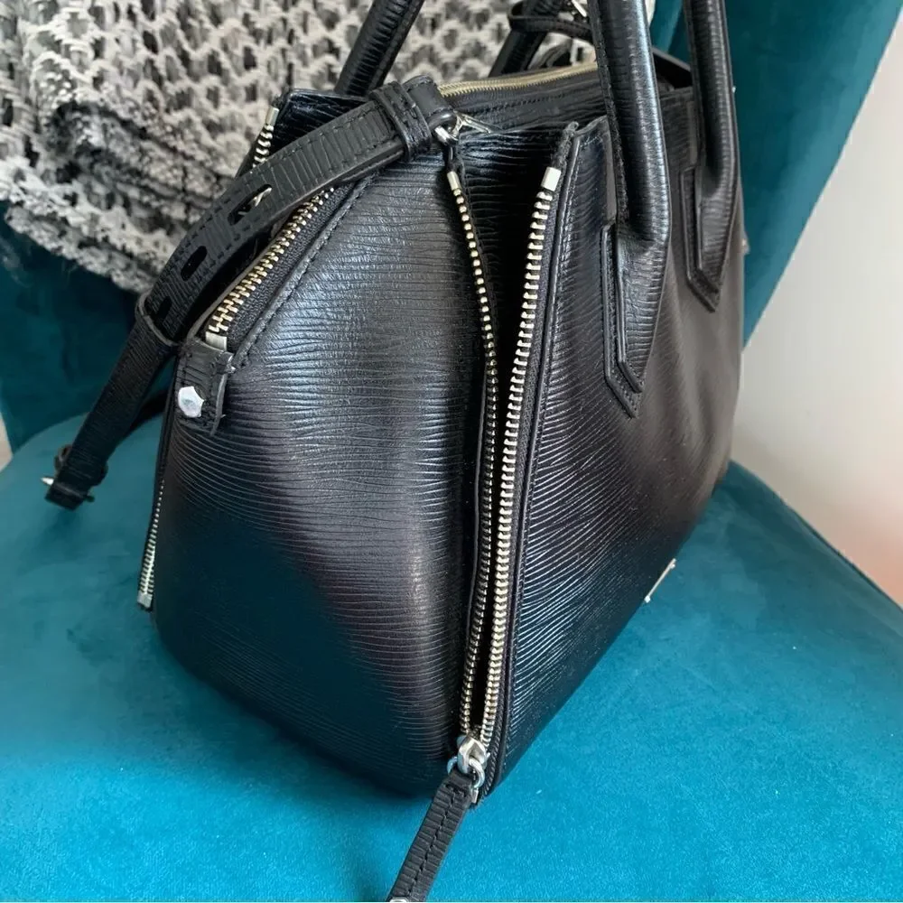 REBECCA MINKOFF BLACK LEATHER SATCHEL BAG